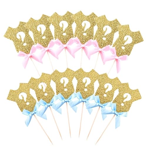 KOBOKO 24 Stücke Baby Cupcake Toppers,Boy Or Girl Deko,Gender Reveal Deko für Geburtstag Babyparty,Gender Reveal Party Deko für Baby Shower Kindergeburtstag,Toppers Glitter Blau und Rosa von Koboko