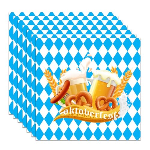 KOBOKO 20 Stück Oktoberfest Servietten,33 x 33 cm Bayrische Deko Servietten Blau Weiß,Oktoberfest Deko Papierserviette,Bayerische Partyservietten,Party Serviette für Münchner Oktoberfests Tischdeko KOBOKO 20 Stück Oktoberfest Servietten,33 x 33 cm Bayrische Deko Servietten Blau Weiß,Oktoberfest Deko Papierserviette,Bayerische Partyservietten,Party Serviette für Münchner Oktoberfests Tischdeko von Koboko