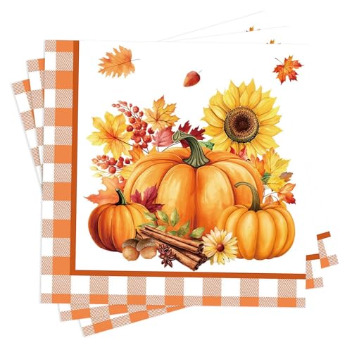 KOBOKO 20 Stück Servietten Herbst Deko, 33 x 33 cm Thanksgiving Deko Herbst Servietten, Herbstdeko Ahornblätter Kürbis Papierservietten, Tischdeko Thanksgiving, Herbstservietten für Erntedankfest (C) KOBOKO 20 Stück Servietten Herbst Deko, 33 x 33 cm Thanksgiving Deko Herbst Servietten, Herbstdeko Ahornblätter Kürbis Papierservietten, Tischdeko Thanksgiving, Herbstservietten für Erntedankfest (C) von Koboko