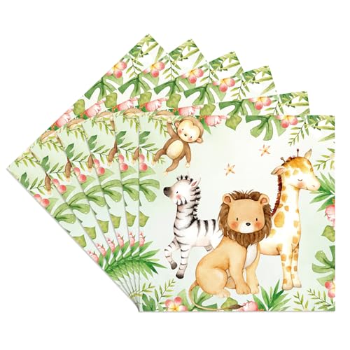 KOBOKO 20 Stück Servietten Kindergeburtstag, Servietten Dschungel Deko, Wild One Geburtstag Deko Papierservietten, Servietten Waldtiere, Einweg Servietten für Waldtiere Geburtstag Party, 33x33cm KOBOKO 20 Stück Servietten Kindergeburtstag, Servietten Dschungel Deko, Wild One Geburtstag Deko Papierservietten, Servietten Waldtiere, Einweg Servietten für Waldtiere Geburtstag Party, 33x33cm von Koboko