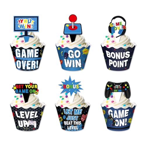 KOBOKO 48 Stück Gamer Deko Tortendeko Junge, Gaming Deko Tortendeko Geburtstag Junge, Videospiel Torten Deko Kinder, Gamer Geburtstagsdeko Cake Topper, Gaming Kuchendeko Kindergeburtstag Party KOBOKO 48 Stück Gamer Deko Tortendeko Junge, Gaming Deko Tortendeko Geburtstag Junge, Videospiel Torten Deko Kinder, Gamer Geburtstagsdeko Cake Topper, Gaming Kuchendeko Kindergeburtstag Party von Koboko