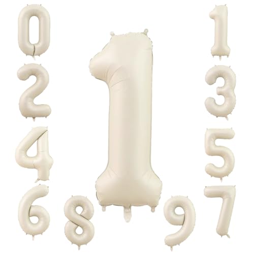 KOBOKO Beige Zahlen Luftballon 1, 40 Zoll Folienballon 1, Creme Weiß Luftballons 1. Geburtstag, 101cm Sandweiß Zahlen Ballon 1 Geburtstag, Helium Ballons Zahl Groß 1 Geburtstagsdeko Party Deko KOBOKO Beige Zahlen Luftballon 1, 40 Zoll Folienballon 1, Creme Weiß Luftballons 1. Geburtstag, 101cm Sandweiß Zahlen Ballon 1 Geburtstag, Helium Ballons Zahl Groß 1 Geburtstagsdeko Party Deko von Koboko