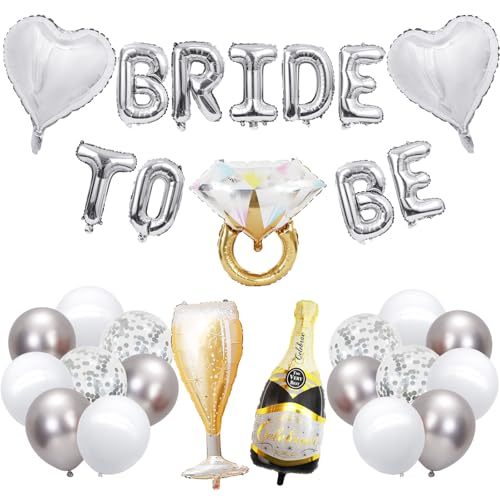 KOBOKO Bride to Be Deko Ballons, Junggesellenabschied Frauen Deko Luftballons Silber, Jga Deko Frauen Folienballons, Silber Ballon für Junggesellenabschied Deko,Hochzeit,Bachelorette Party Deko KOBOKO Bride to Be Deko Ballons, Junggesellenabschied Frauen Deko Luftballons Silber, Jga Deko Frauen Folienballons, Silber Ballon für Junggesellenabschied Deko,Hochzeit,Bachelorette Party Deko von Koboko