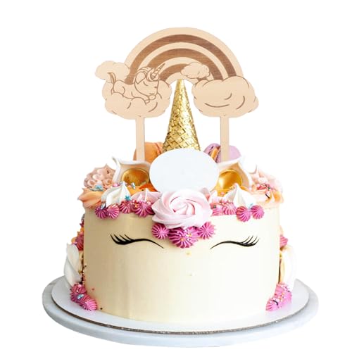 KOBOKO Einhorn Tortendeko Geburtstag, Regenbogen Tortendeko, Einhorn Kuchendeko Geburtstag Mädchen, Einhorn Deko Kindergeburtstag, Einhorn Geburtstagsdeko, Einhorn Deko Torte Für Kinder Mädchen Junge von Koboko