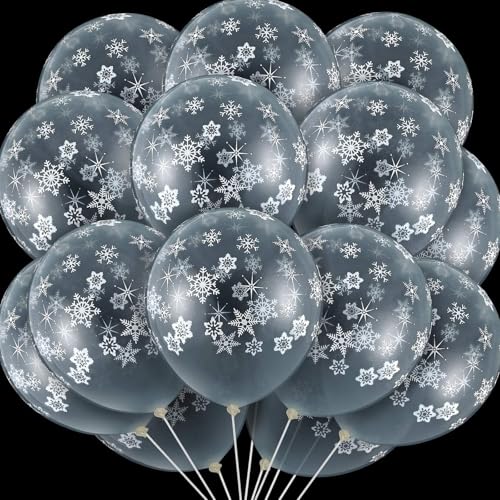 KOBOKO Frozen Geburtstagsdeko Luftballons Weihnachten, 50 Stück Schneeflocken Ballons Weihnachten Deko, Luftballon Weihnachten Frozen Deko, Weihnachtsballons für Geburtstag Winterparty Hochzeit Deko von Koboko