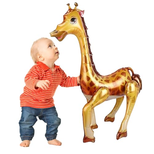 KOBOKO Giraffe Luftballons Tiere, XXL Giraffe Folienballon Tiere Geburtstag, Luftballons Tier Kindergeburtstag Deko Junge Mädchen, Stehend Giraffe Helium Ballon Tiere für Dschungel Deko Geburtstag von Koboko