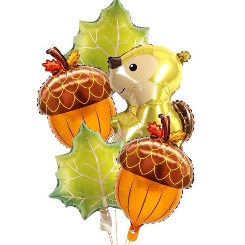 KOBOKO Herbst Deko Luftballon, 5 Stück Eichhörnchen Deko Luftballons Herbst, Herbstdeko Ahornblatt Ballons, Thanksgiving Deko Eichhörnchen Ballon, Herbst Dekoration Folienballon für Erntedankfest Deko KOBOKO Herbst Deko Luftballon, 5 Stück Eichhörnchen Deko Luftballons Herbst, Herbstdeko Ahornblatt Ballons, Thanksgiving Deko Eichhörnchen Ballon, Herbst Dekoration Folienballon für Erntedankfest Deko von Koboko