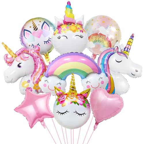 KOBOKO Luftballon Einhorn Deko Kindergeburtstag, 9 Stück Folienballon Einhorn Geburtstagsdeko, Regenbogen Luftballons Geburtstag Mädchen, Einhorn Ballons Kindergeburtstag Festival Babypart Party Deko KOBOKO Luftballon Einhorn Deko Kindergeburtstag, 9 Stück Folienballon Einhorn Geburtstagsdeko, Regenbogen Luftballons Geburtstag Mädchen, Einhorn Ballons Kindergeburtstag Festival Babypart Party Deko von Koboko