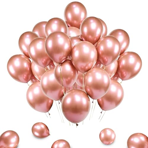 KOBOKO Luftballons Rosegold Metallic, 50 Stück Ballons Rosegold Hochzeitsdeko, Rosa Luftballons Geburtstag Mädchen, Rosegold Helium Ballons Partydeko, Rosa Ballon für Geburtstag,Valentinstag,Hochzeit von Koboko