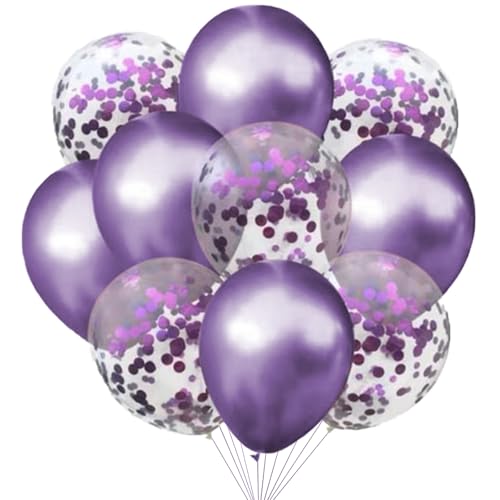 KOBOKO Luftballons Lila Set, 10 Stücke Luftballons Geburtstag Mädchen, Lila Deko Konfetti Hochzeit Luftballons, Metallic Lila Pastell Luftballons Girlande, Lila Helium Ballons Hochzeit Geburtstag von Koboko