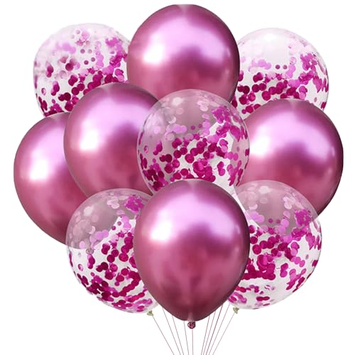 KOBOKO Luftballons Pink Set, 10 Stücke Pinke Luftballons Geburtstagsdeko, Luftballons Rosa Metallic Helium Party Deko, Luftballon Girlande Rosa Helium Ballons Hochzeit, Ballons Pink für Mädchen Frauen von Koboko