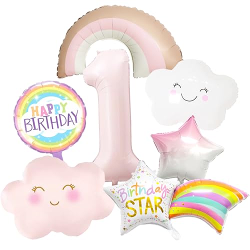 KOBOKO Regenbogen Deko Luftballon 1. Geburtstag Mädchen, Wolken Ballon Rosa Geburtstagsdeko 1 Jahr, Luftballons 1 Geburtstag Mädchen, Regenbogen Helium Ballons Erster Geburtstags Baby Shower Deko Girl KOBOKO Regenbogen Deko Luftballon 1. Geburtstag Mädchen, Wolken Ballon Rosa Geburtstagsdeko 1 Jahr, Luftballons 1 Geburtstag Mädchen, Regenbogen Helium Ballons Erster Geburtstags Baby Shower Deko Girl von Koboko