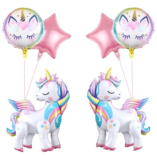 KOBOKO Stehend Einhorn Luftballon, 6 Stk Folienballon Einhorn Deko Kindergeburtstag, 3D Einhorn Ballon Geburtstag Deko Mädchen, Einhörner Deko Luftballons, Unicorn Deko Stern Helium Ballons Party Deko KOBOKO Stehend Einhorn Luftballon, 6 Stk Folienballon Einhorn Deko Kindergeburtstag, 3D Einhorn Ballon Geburtstag Deko Mädchen, Einhörner Deko Luftballons, Unicorn Deko Stern Helium Ballons Party Deko von Koboko