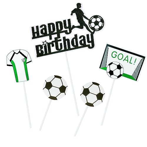 KOBOKO Tortendeko,Cake Topper Geburtstag,Happy Birthday Topper,Tortendeko Junge,Fußball Kuchen Deko Geburtstag,Tortendeko Geburtstag,Torten Deko für Mädchen Junge Baby,Geeignet für Kindergeburtstage von Koboko