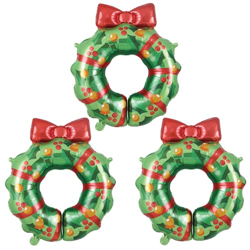 KOBOKO Weihnachtsdeko Helium Ballon Weihnachten, 3 Stück Weihnachts Deko Weihnachtsbaum-Kreis Folienballons, Weihnachten Deko Ballons, Weihnachtsdeko Kinder Weihnachtsbaumballons für Weihnachtsfeier von Koboko