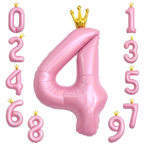 KOBOKO Zahlen Luftballon 4 Rosa, 40 Zoll Riesen Folienballon 4, Ballon 4 Geburtstag Mädchen, Luftballons Geburtstag Zahlen 4 Jahre, Helium Ballons Zahlen 4 mit Krone für Mädchen Geburtstag Party Deko KOBOKO Zahlen Luftballon 4 Rosa, 40 Zoll Riesen Folienballon 4, Ballon 4 Geburtstag Mädchen, Luftballons Geburtstag Zahlen 4 Jahre, Helium Ballons Zahlen 4 mit Krone für Mädchen Geburtstag Party Deko von Koboko