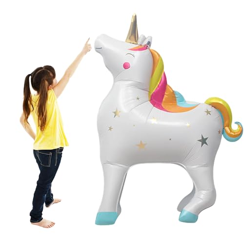 KOBOKO Einhorn Luftballon, 4D Stehender Einhorn Ballon Regenbogen Deko Kindergeburtstag, Einhorn Folienballon Mädchen Geburtstagsdeko, XXL Helium Airwalker Ballon Tiere mit Beinen Einhorn Party Deko von Koboko