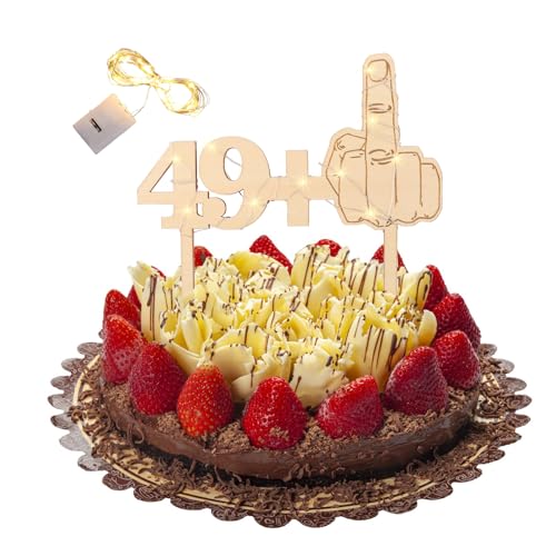 KOBOKO Tortendeko 50 Geburtstag Deko mit Led Lichterkette, Holz Tortendeko 50. Geburtstag Mann Frau, Glitter 50. Geburtstag Deko, Cake Topper 50 Geburtstag, Wiederverwendbar Deko 50 Geburtstag Frau von Koboko