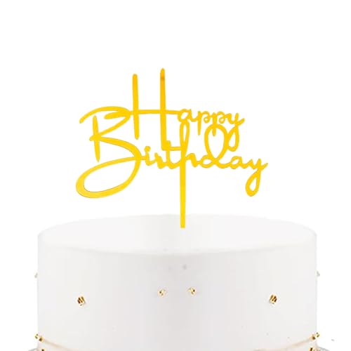 KOBOKO Happy Birthday Tortendeko Gold, Cake Topper Geburtstag aus Acryl, Klein Kuchen Deko Geburtstag, Happy Birthday Deko Torte GeburtstagMann Frau Mädchen Jungen, Geburtstagsdeko Kuchen 13,2x13,8cm KOBOKO Happy Birthday Tortendeko Gold, Cake Topper Geburtstag aus Acryl, Klein Kuchen Deko Geburtstag, Happy Birthday Deko Torte GeburtstagMann Frau Mädchen Jungen, Geburtstagsdeko Kuchen 13,2x13,8cm von Koboko