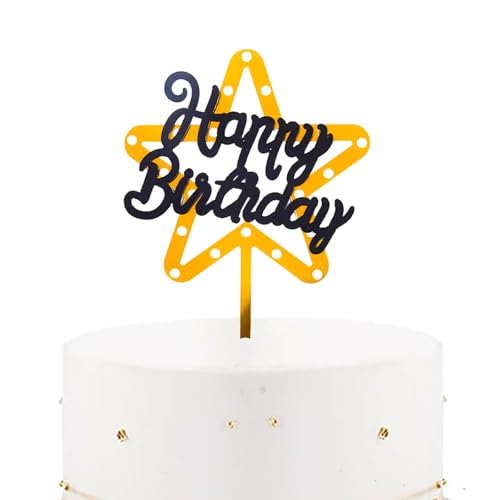 KOBOKO Happy Birthday Cake Topper Acryl, Klein Tortendeko Geburtstag, Happy Birthday Tortendeko Schwarz Gold, Kuchen Deko Geburtstag 10x14,6cm, Geburtstagstorte Deko Mann Frau Mädchen Jungen KOBOKO Happy Birthday Cake Topper Acryl, Klein Tortendeko Geburtstag, Happy Birthday Tortendeko Schwarz Gold, Kuchen Deko Geburtstag 10x14,6cm, Geburtstagstorte Deko Mann Frau Mädchen Jungen von Koboko
