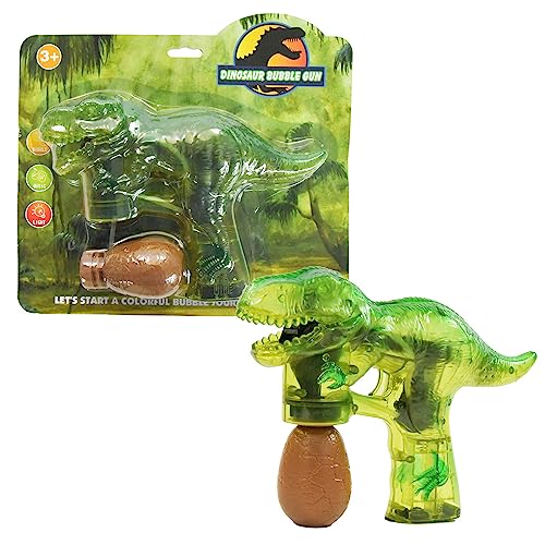 Kögler 50244 - Dinosaurier Seifenblasenpistole für Kinder, T-Rex Motiv in Grün Transparent – Magischer Spielspaß mit Licht und Sound von Kögler