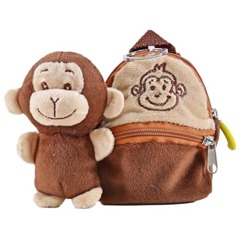 Kögler 75781 - Friends2Go, Plüsch Äffchen Rocky im Plüsch-Rucksack, ca. 12,5 cm groß, niedliches Plüschtier im praktischen Rucksack von Kögler