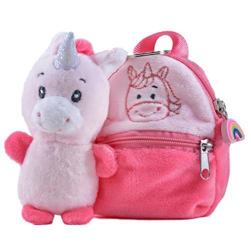 Kögler 75783 - Friends2Go, Plüsch Einhorn Sunny im Plüsch-Rucksack, ca. 12,5 cm groß, niedliches Plüschtier im praktischen Rucksack, Rosa, Weiß von Kögler