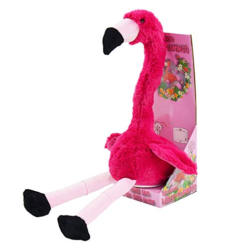 Kögler 76502 - Labertier Flamingo Peet, ca. 34,5 cm groß, nachsprechendes Plüschtier mit Wiedergabefunktion, plappert alles witzig nach und bewegt sich, batteriebetrieben von Kögler