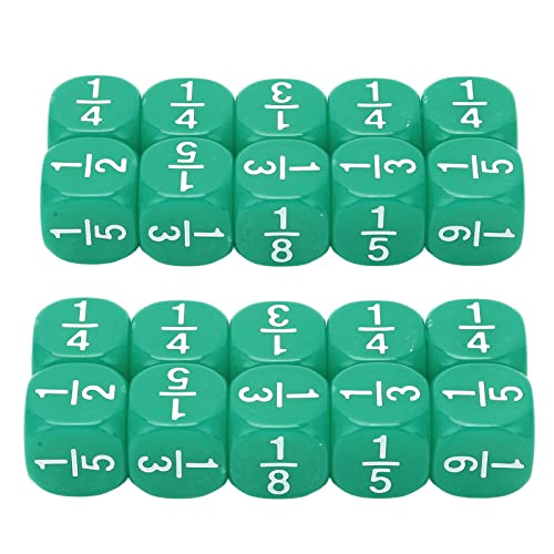 Fraction Dice Class Set Plastik plastisches 6 -seitiger Multi -Facetten -Tischspielzubehör für Kinder Mathematikübungen (Grün) von Koieam