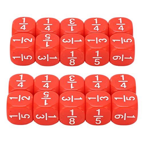 Fraction Dice Class Set Plastik plastisches 6 -seitiger Multi -Facetten -Tischspielzubehör für Kinder Mathematikübungen (Rot) von Koieam