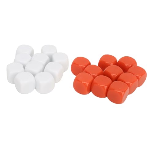 Koieam Blanko-Würfel, 20 Stück, DIY-Aufkleber-Würfel, blanko, haltbare Kunststoffwürfel, außen geglättet, sechsseitige Würfel mit abgerundeten Ecken (White and Orange) von Koieam