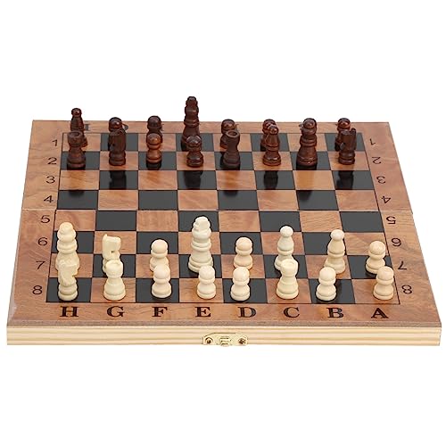 Koieam Chess Board, Chessboard Wooden Box Chess Chessboard Checkers 3 in 1 Checkerboard with Chessman von Koieam