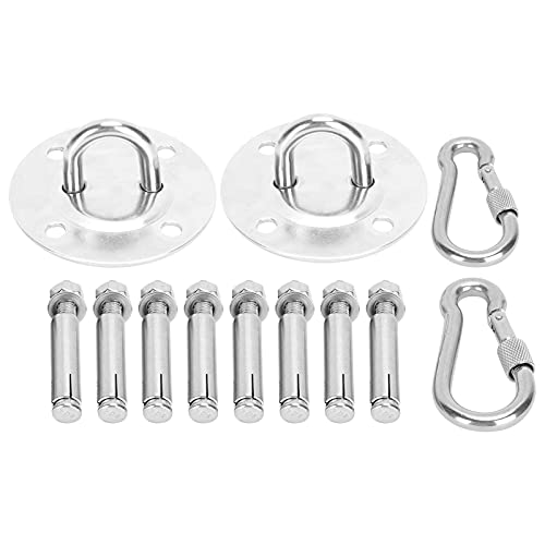 Koieam Hammock Hanging Kit,Stainless Steel Hammock Fixing Kit Swing Hanging Kit Ceiling Mounting Plate Snap Hook von Koieam