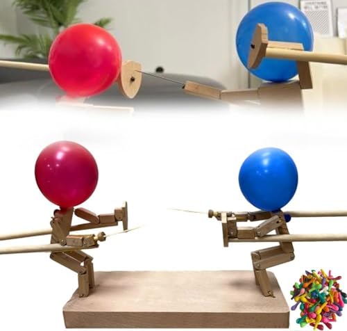 Ballon-Bambus-Mann-Schlacht, Holz-Bots-Kampfspiel für 2 Spieler, Holzkämpfer mit Ballonkopf, Ballonkampfspiel, 2024 Best Whack A Balloon Battle Spiel (30 x 5 mm) von Kolarmo
