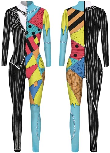 Kolegrial Sally Kostüm Damen Fasching Cosplay Christmas Eve Sally Gothic Aufnäher Drucke Langarm Jumpsuits für Fancy Dress Up Karneval Halloween Party Maskenball Fest Verkleidung Kolegrial Sally Kostüm Damen Fasching Cosplay Christmas Eve Sally Gothic Aufnäher Drucke Langarm Jumpsuits für Fancy Dress Up Karneval Halloween Party Maskenball Fest Verkleidung von Kolegrial