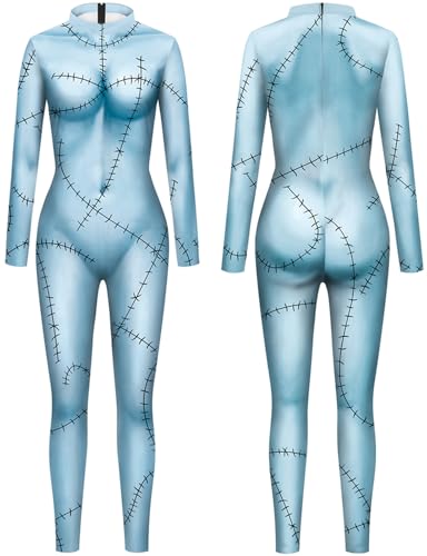 Kolegrial Sally Kostüm Damen Fasching Cosplay Christmas Eve Sally Gothic Aufnäher Drucke Langarm Jumpsuits für Karneval Halloween Party Maskenball Fest Verkleidung Kolegrial Sally Kostüm Damen Fasching Cosplay Christmas Eve Sally Gothic Aufnäher Drucke Langarm Jumpsuits für Karneval Halloween Party Maskenball Fest Verkleidung von Kolegrial