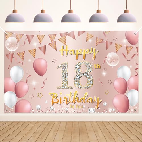 Koliphy 18. Geburtstag Deko, 18. Happy Birthday Banner für Jungen Mädchen, Rose Gold Stoff 18 Geburtstagsbanner Hintergrund Party Dekoration Drinnen und Draußen Koliphy 18. Geburtstag Deko, 18. Happy Birthday Banner für Jungen Mädchen, Rose Gold Stoff 18 Geburtstagsbanner Hintergrund Party Dekoration Drinnen und Draußen von Koliphy