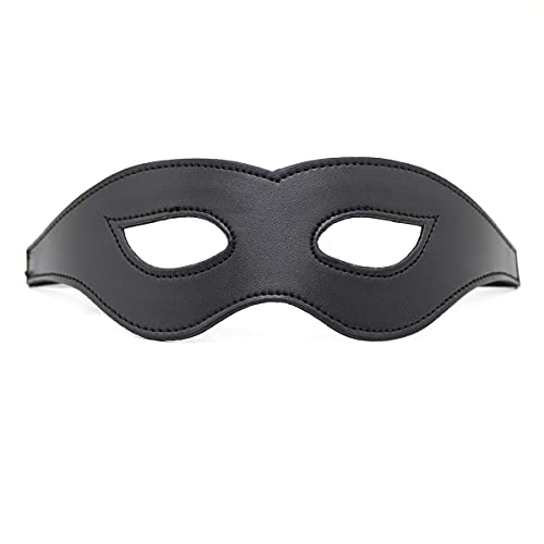 Schwarze Leder Kostüm Maske für Halloween, Maskerade, Party und Karneval Ball, Damen und Herren Katze Kostüm Augenmaske (Schwarz-1) von Kome Wairey