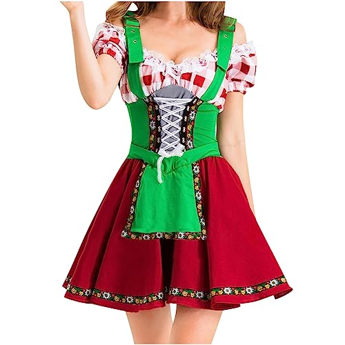 Komiseup Halloween Gothic Kostüme Damen, Oktoberfest Kostüme Damen, Karneval Halloween Cosplay Kostüme Damen Maskerade Kostüm Set Hexen Umhang Vampir Braut Hexe Nonne Anziehsets Lolita Kleid 15 von Komiseup