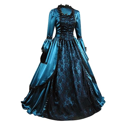 Komiseup Mittelalter Kleid Retro Viktorianische Renaissance Partykleid Mittelalter Kostüme Damen Cosplay Dress Gothic Hexenkleid Halloween Karneval Kostüm Vintage Fasching Kleid Set Große Größen 33 von Komiseup