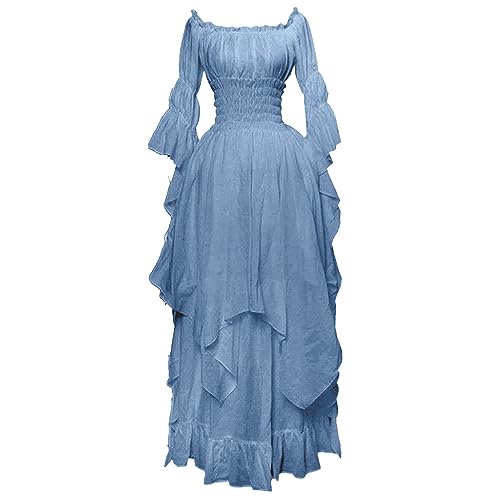 Komiseup Mittelalter Kleid Retro Viktorianische Renaissance Partykleid Mittelalter Kostüme Damen Cosplay Dress Gothic Hexenkleid Halloween Karneval Kostüm Vintage Fasching Kleid Set Große Größen 03 von Komiseup