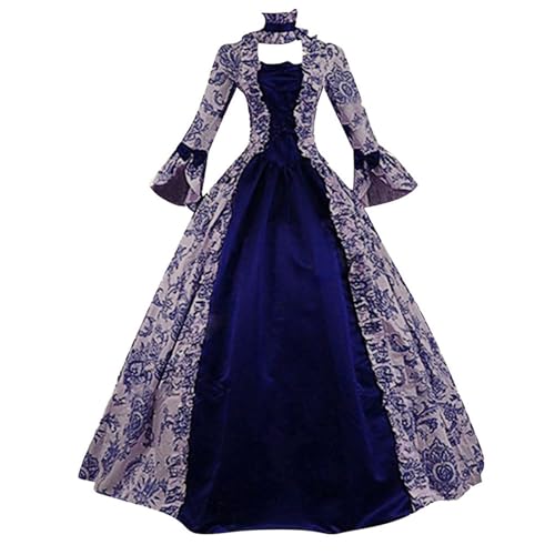 Komiseup Mittelalter Kleid Retro Viktorianische Renaissance Partykleid Mittelalter Kostüme Damen Cosplay Dress Gothic Hexenkleid Halloween Karneval Kostüm Vintage Fasching Kleid Set Große Größen 60 von Komiseup