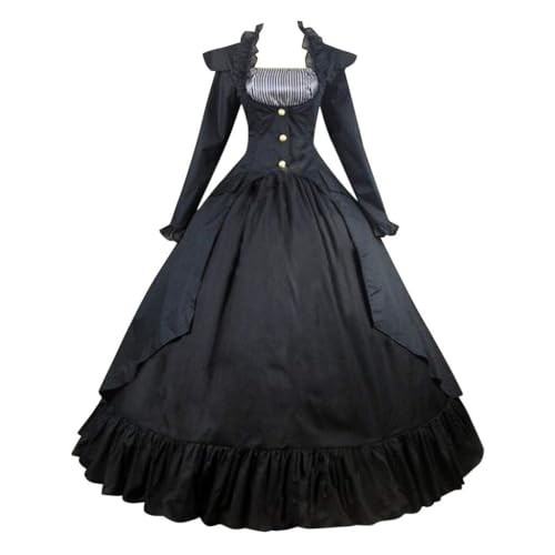 Komiseup Mittelalter Kleid Retro Viktorianische Renaissance Partykleid Mittelalter Kostüme Damen Cosplay Dress Gothic Hexenkleid Halloween Karneval Kostüm Vintage Fasching Kleid Set Große Größen 63 von Komiseup