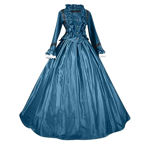 Komiseup Mittelalter Kleid Retro Viktorianische Renaissance Partykleid Mittelalter Kostüme Damen Cosplay Dress Gothic Hexenkleid Halloween Karneval Kostüm Vintage Fasching Kleid Set Große Größen 72 von Komiseup