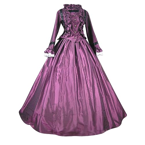 Komiseup Mittelalter Kleid Retro Viktorianische Renaissance Partykleid Mittelalter Kostüme Damen Cosplay Dress Gothic Hexenkleid Halloween Karneval Kostüm Vintage Fasching Kleid Set Große Größen 71 von Komiseup