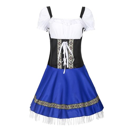 Komiseup Oktoberfest Kostüme Damen Deutsch Dirndl Kleider Set Traditionelle Oktoberfest Outfits Bier Mädchen Maid Plaid Schürze Fancy Dress Karneval Halloween Cosplay Role Play Faschingskostüme 31 von Komiseup