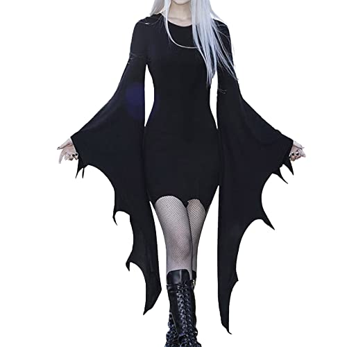 KonJim Goth Top Kpop Fashion Aufblasbare Kostüme Feen-Top Schwarz Bodycon Kleid Anzug Geripptes Tank Moon Kleid Y2K Sommerkleidung Roter Minirock Faltenrock von KonJim