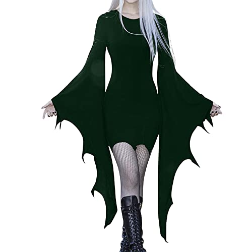 KonJim Gothic-Kleid mit Schlitzen für Damen, Halloween-Kostüme, Feen-Top, schwarz, figurbetontes Kleid, Anzug, Punk-Hose, Velma-Kostüm, Y2K, Sommerkleidung, roter Minirock, Techwear für Damen von KonJim