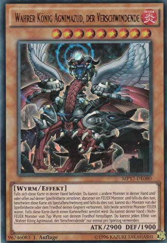 MP17-DE080 - Wahrer König Agnimazud, der Verschwindende - Ultra Rare - DE - im Set mit Ultrapro Toploader - Yugioh von Konami -