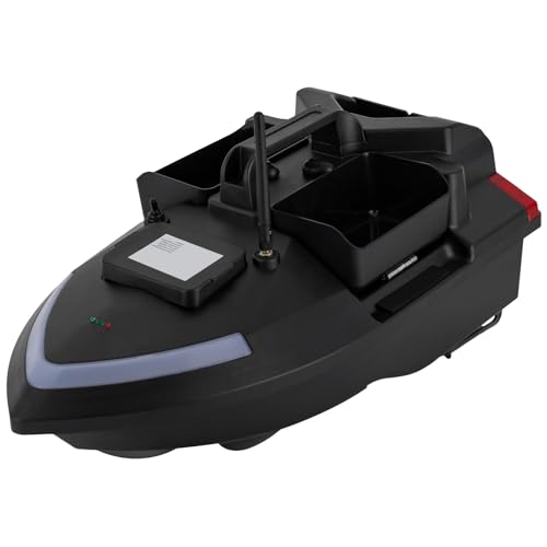 Konfiur GPS Fischköderboot, RC-Boot Futterboot mit 2 Köderbehältern 500M Entfernung Drahtloses Köderboot Angelköderboot Markierung von 16 Angelplätzen,12000mAh（Schwarz） von Konfiur